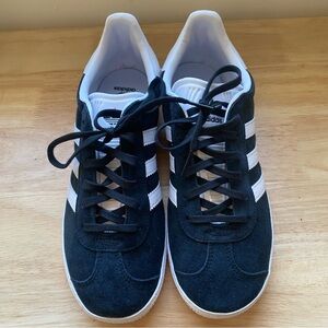Adidas Men's Black Suede Sneakers with White Stripes
